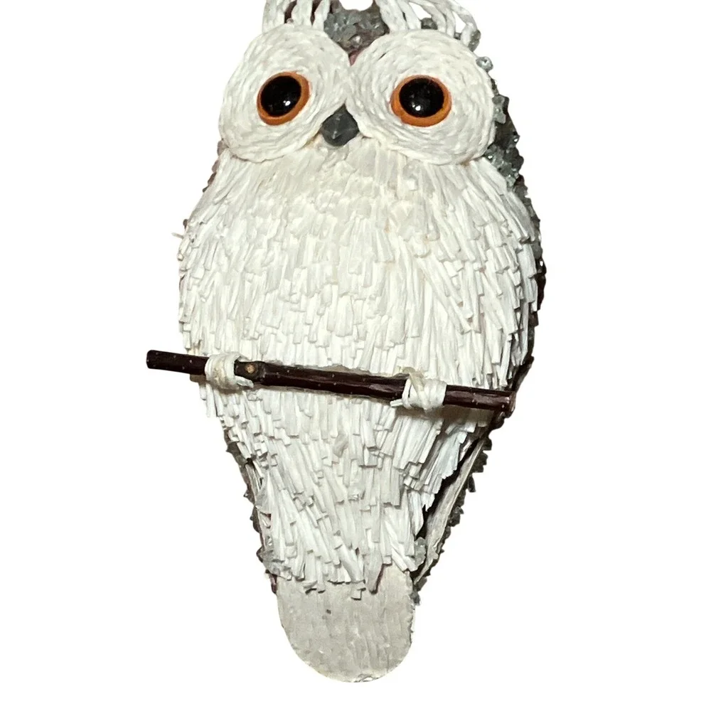 Unbranded Owl Ornament White Good Rustic Woodland Textured Decor